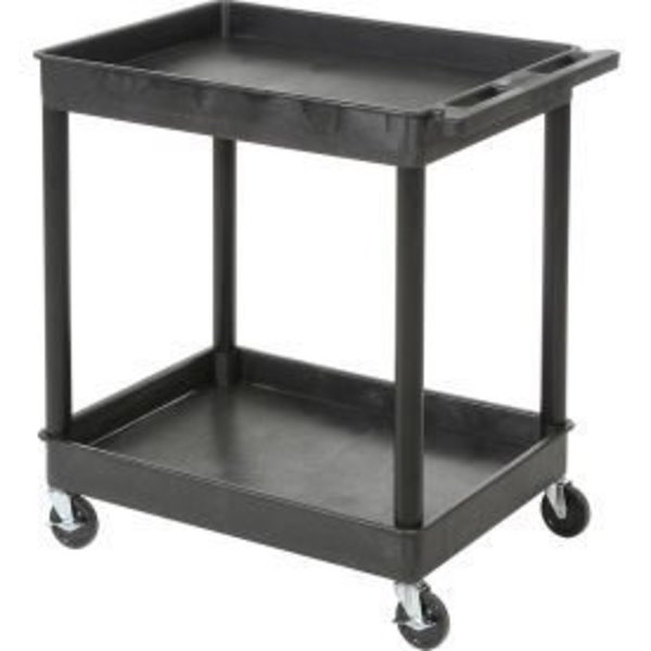 Luxor Luxor STC11 Tray Top Shelf 2 Shelf Plastic Utility Cart 24x18 4 Casters STC11-B